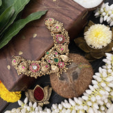 Vriksham Peacock Inspired 1 gm Gold Finish Choker-Gold Bead-G20319